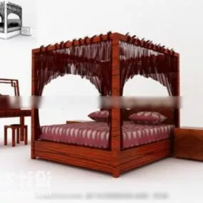 Chinese Poster Bed Furniture 3d model