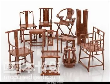 Chinese Vintage Chair High Back 3d model