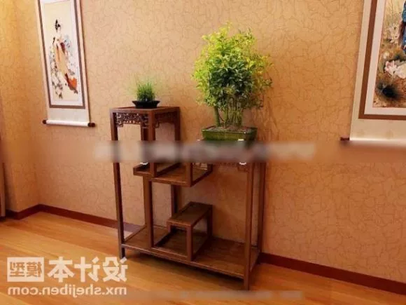 Stain Oak Side Cabinet 3d model