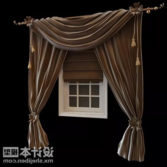 Yellow Velvet Curtain With Small Window 3d model Yellow Velvet Curtain With Small Window 3d model