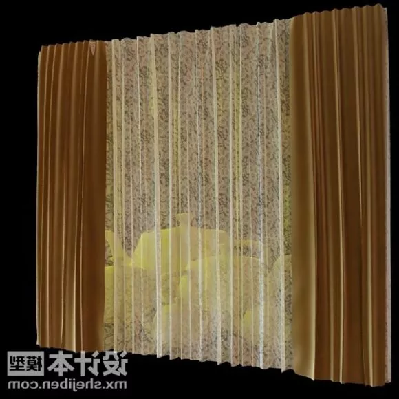 Two Layers Textile Curtain For Window 3d model Two Layers Textile Curtain For Window 3d model