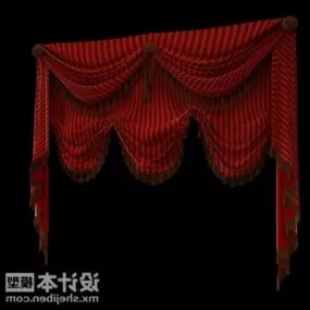 Decorative Classic Red Velvet Curtain 3d model