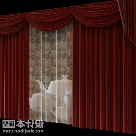 Classic Two Layers Curtain For Home 3d model Classic Two Layers Curtain For Home 3d model