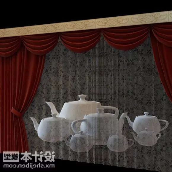 Two Layers Curtain Velvet And White 3d model Two Layers Curtain Velvet And White 3d model