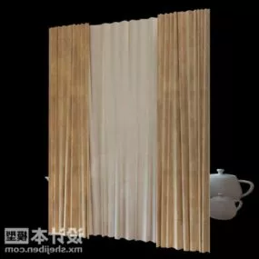 Brown White Curtain Indoor Furniture 3d model
