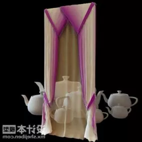 Pink Curtain Indoor Furniture 3d model