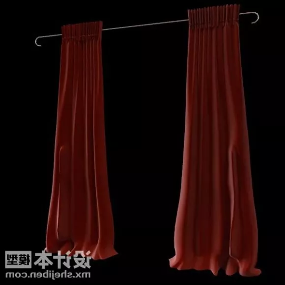 Two Layers Curtain Purple Color 3d model