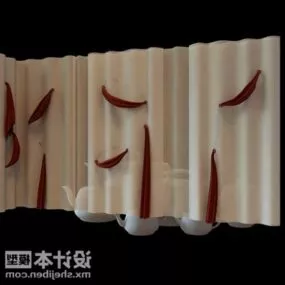 Beige Curtain Indoor Furniture 3d model
