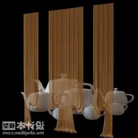 Three Curtain Textile 3d model