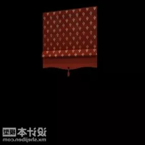 Red Blind Curtain Textile 3d model