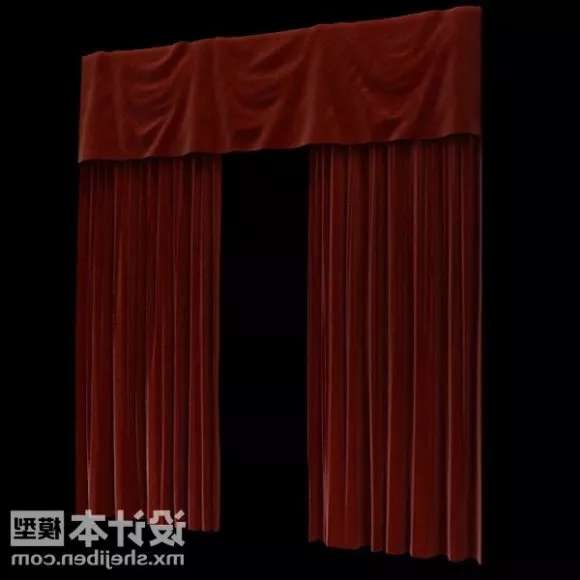 Grey Curtain Two Layers 3d model