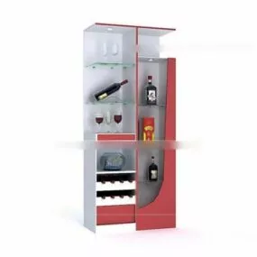 Red Wine Cabinet Furniture 3d model
