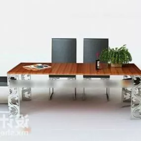 Restaurant Wood Table And Chair 3d model