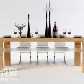 Minimalist Table And Chair With Decorating 3d model