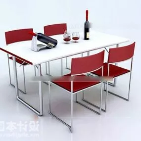 Simple Table And Chair Dining Furniture 3d model