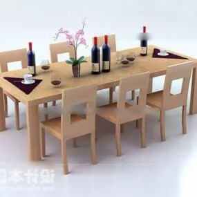 Modern Dining Table And Dining Chair 3d model