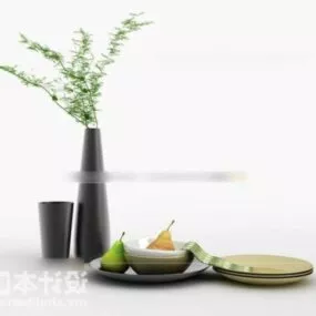 Plate Tableware With High Pot 3d model