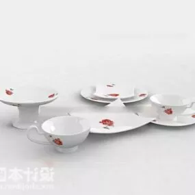 Tableware Decorative White Ceramic Bowl Plate 3d model