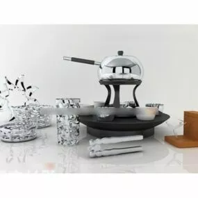 Pot And Plate Kitchen Utensils 3d model