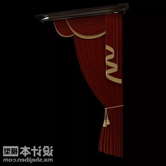 Classic Style Curtain With Top Decorative 3d model