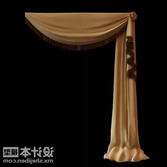Curtain Two Layers Vintage Textures 3d model