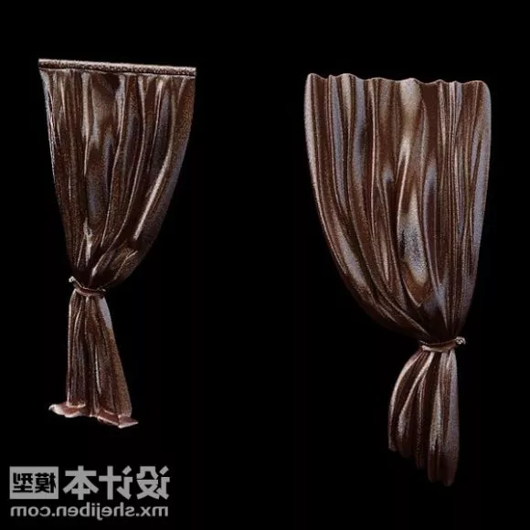 Pink Curtain With Red Pattern 3d model