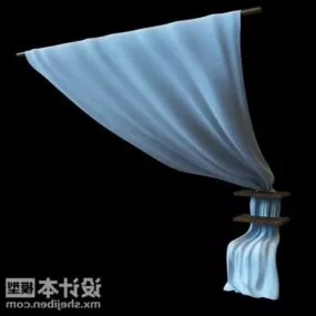 Window Curtain White Color 3d model