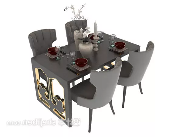 Chinese Modern Dinning Furniture Table Chair 3d model Chinese Modern Dinning Furniture Table Chair 3d model