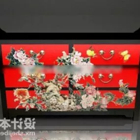 Chinese Furniture Red Cabinet Vintage 3d model
