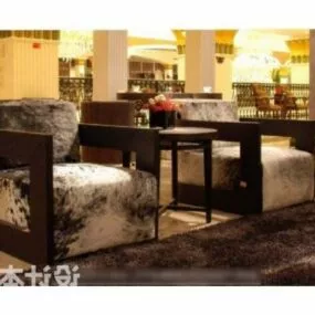 Chinese Furniture Sofa Chair With Table 3d model
