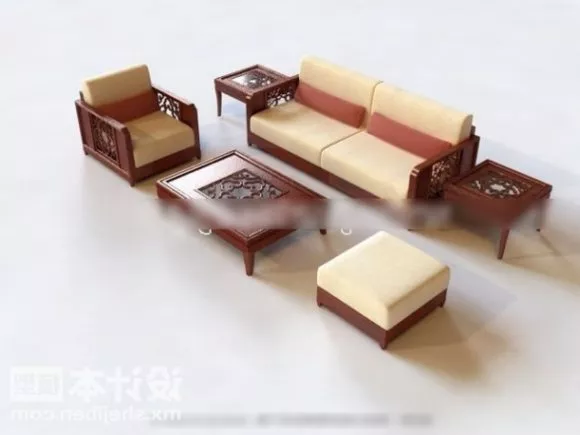 Chinese Furniture Wood Sofa Set 3d model Chinese Furniture Wood Sofa Set 3d model