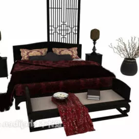 Chinese Classic Carved Bed 3d model