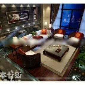 Chinese Modern Upholstery Sofa Chair Set 3d model