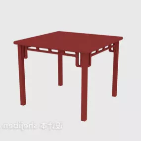 Red Wood Vintage Square Table Chinese Furniture 3d model