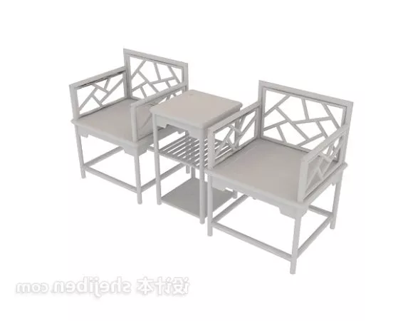 Chinese White Table And Chair Furniture 3d model Chinese White Table And Chair Furniture 3d model
