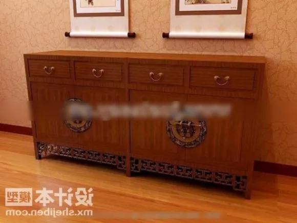 Walnut Wardrobe With Shelf 3d model