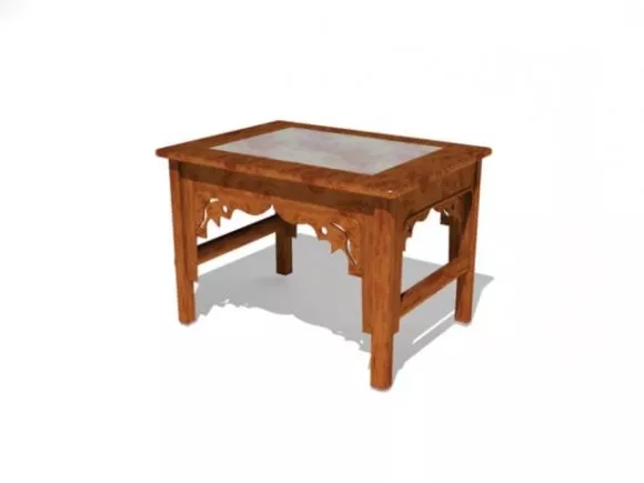 Antique Work Desk Rack With Upper Bookshelf 3d model