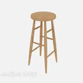 Simple Country Wood Bar Chair 3d model