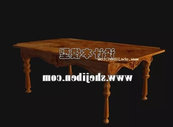 European Style Wooden Bedside Table 3d model