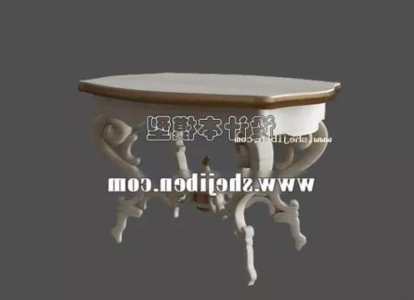 Curved Table With Tableware 3d model