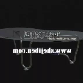 Modern Curved Coffee Table Glass Top 3d model