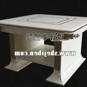 Square Coffee Table With Carved Lines 3d model