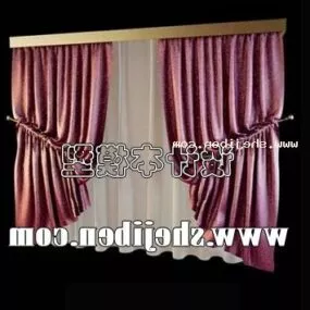 Velvet Curtain Pink Color And Brown Color 3d model
