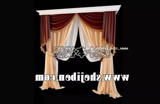 Satin Curtain With Decorative Shapes 3d model