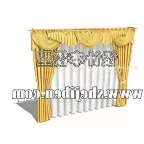 Living Room Curtain Yellow White Color 3d model