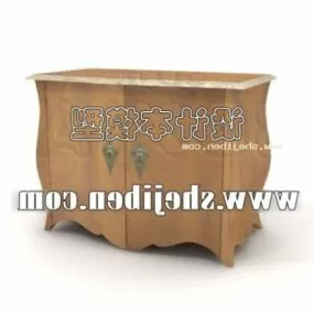 Antique Wooden Bedside Table 3d model