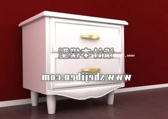 Modern Nightstand Wooden Walnut Material 3d model