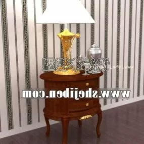 Cylinder Bedside Table With Table Lamp 3d model