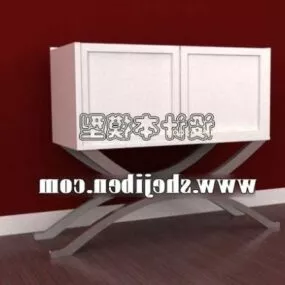 Modern Bedside Table Chrome Leg 3d model