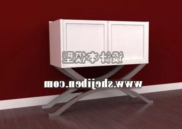 European Antique Bedside Table Red Wood 3d model